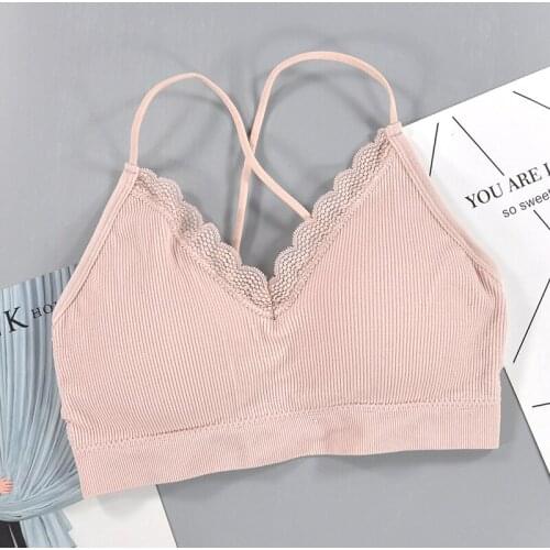 Bralette Fitness Lace Thin Shoulder Strap Underwear Women Anti-light Shockproof Push Up Bra