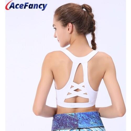 Backless Yoga Bra High Strength Shockproof Gym Fitness Running Breathable Gym Top Wireless With Pads Push Up Yoga Bras 18-109