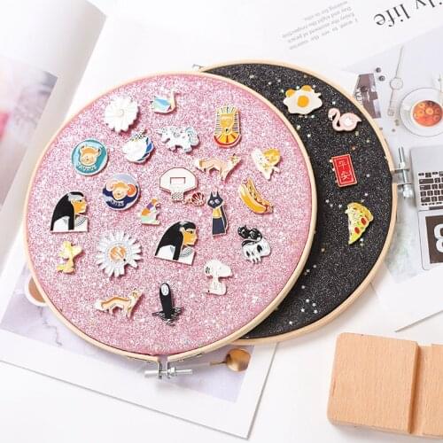 Jewelry Holder Earrings Holder Round Fabric Storage Display Stand for Earrings Jewelry Badges GRSA889