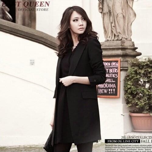 Long Blazer Single Button Small Suit Female Jacket Spring And Autumn 2018 New Womens Clothing Leisure Blaser Pockets AA1448