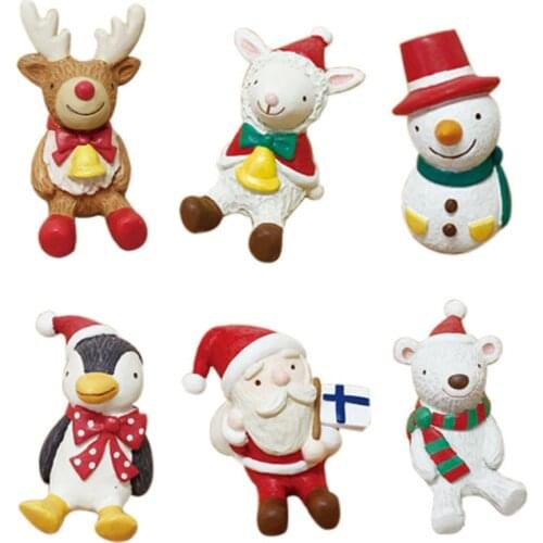 Christmas Snowman Tree Snowman Deer Sant Claus Miniature figurine Decoration Fairy Garden Resin craft toy ornaments TNJ087