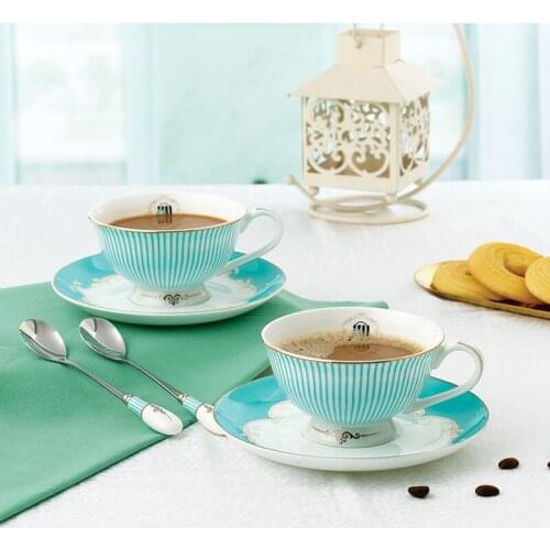 European Exquisite Blue Bone China Coffee Cup Set English Afternoon Tea Tea Cup Coffee Pot Party Tazas De Cafe Coffee Sets