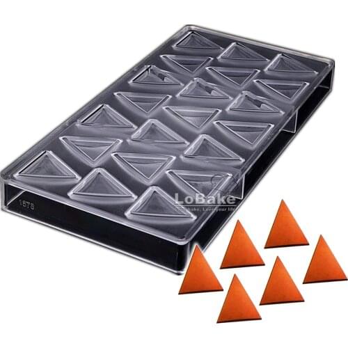 21 cavities Trigon Cube Shape Polycarbonate PC Plastic Chocolate Mold Candy Ice Cube Mould Sugarcraft Baking Moldes DIY Bakery