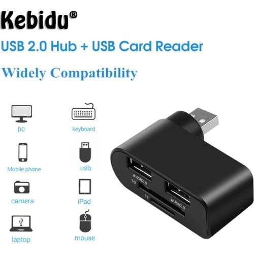 Kebidu Multi USB Hub 2.0 2 Port USB 2.0 Adapter Splitter Power Interface SD TF Card Reader For MacBook Computer Laptop PC