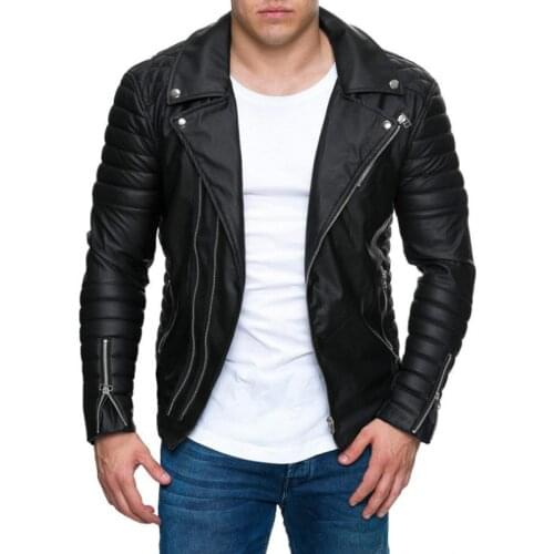 Leather Jacket Male New Casual Zippers Motorcycle Leather Jacket Men Punk Outwear Handsome Black Biker Jacket Men M-3XL