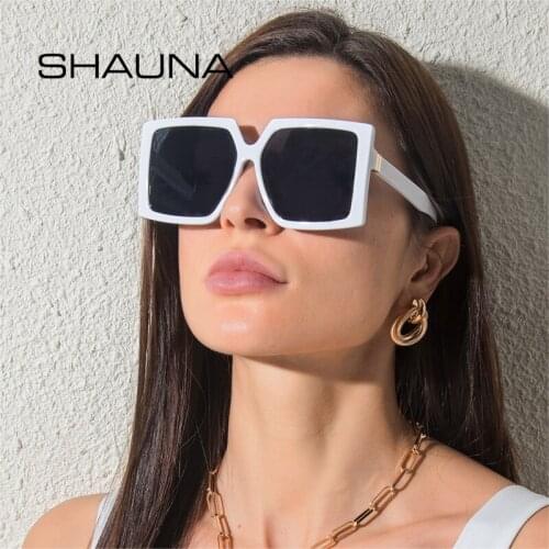 SHAUNA Retro Oversized Square Women Sunglasses Fashion Colorful Eyewear Men Shades UV400 Metal Sun Glasses
