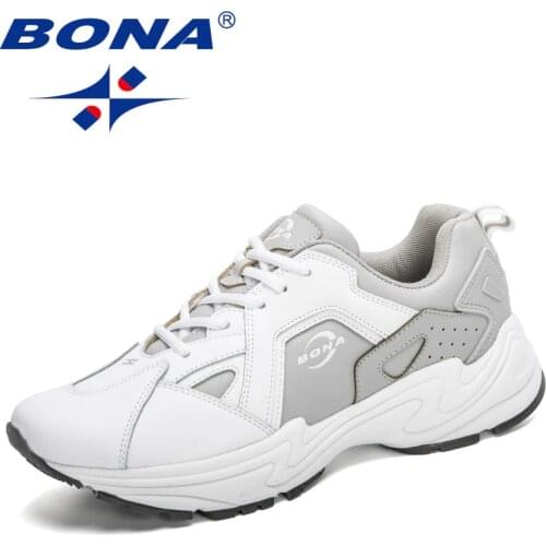 BONA 2020 New Designers Action Leather Running Shoes Men High Quality Sports Athletic Shoes Man Jogging Footwear Masculino Comfy
