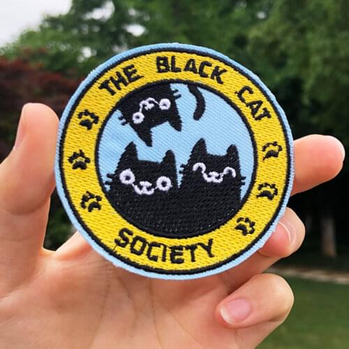 Cute Cat Iron On Patches On Clothes Hippie Animal Patch Stripes Embroidered Patches For Clothing Apparel Backpack Accessories