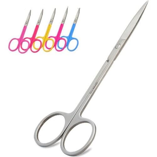 Stainless Steel Eyebrow Trimmer Scissor Bend Head Eyebrow Trimmer Nose Hair Trimming Scissor Beauty Tools Tailor Scissor E1173