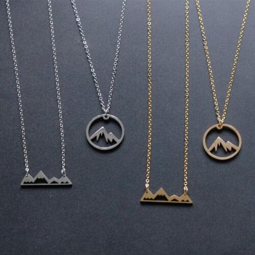 Stainless Steel Snowy Mountain Necklace Natural Mountain Pendant for Women Nature Lovers Skiers Hikers Campers Jewelry