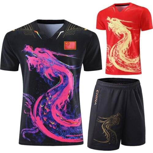Latest China Dragon table tennis suit Jerseys Men Women Child China ping pong suits Table tennis clothes table tennis t Shirts