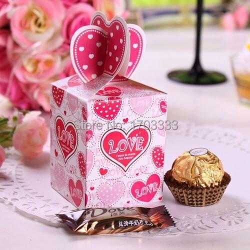 2016 New Pink Heart Love Wedding Paper Gift Jewelry Candy Box Free Shipping 5000PCS