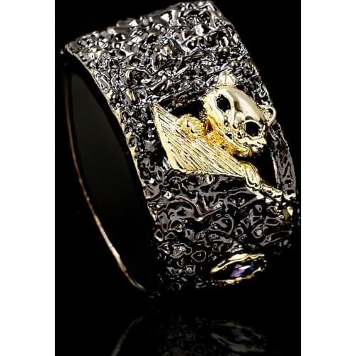 Creative Cute Kitten Ring Animal Unique Black Gold Jewelry Ladies 925 Silver Ring Attending Cocktail Party Jewelry