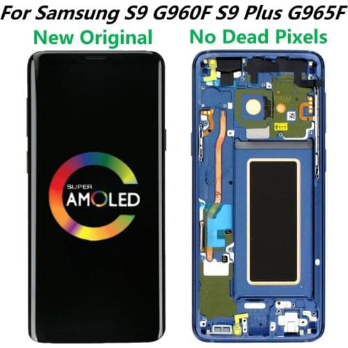 Original Super AMOLED Display With Frame For Samsung Galaxy S9 G960 G960FD LCD S9 Plus G965 G965FD Touch Screen Repair Parts