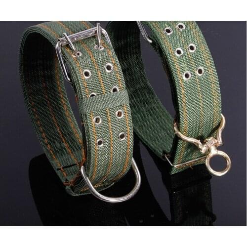 2021 Pet Collars High Quality Canvas Dog Collars Strong Large Dog Outdoor Training Use Army Green Adjustable Pet Products Drop