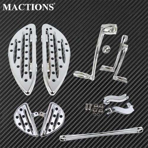 Motorcycle Front Rear Floorboards Brake Arm Shift Linkage Gear Shift Lever Passenger Bracket Chrome Set For Harley Touring 08-13