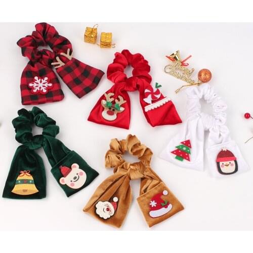 Oaoleer Velvet Christmas Scrunchies Women Fashion Flannel Elastic Hair Bands Women Girls Xmas Hair Accessories Hairband Hot