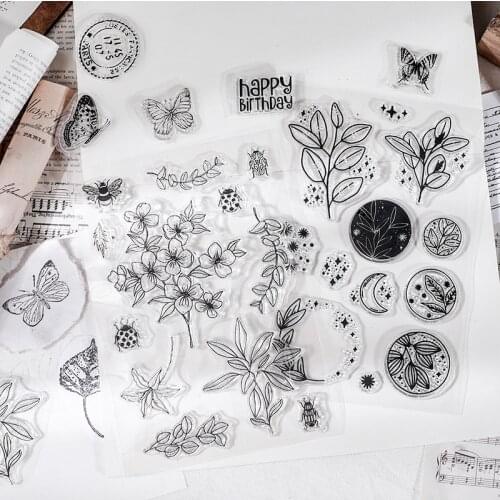 Butterfly leaves Moon Decoration stamp Silicone transparent rubber stamps for scrapbooking stationery DIY Vintage standard seal