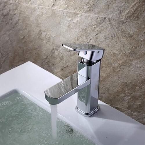 QUEEXU Basin Sink Faucet Commercial Modern Bathroom Faucets Single Handle Chrome, Single Hole Washbasin Faucet