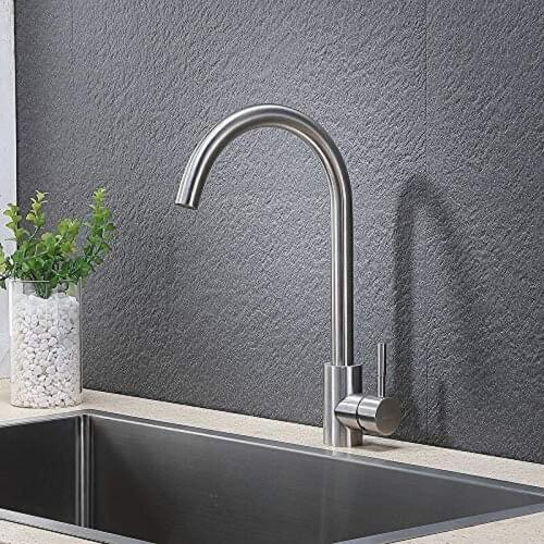 RUYAGE 360 Degree Swivel Good Valued Modern Hot& Cold Mixer Stainless Steel Single Handle Brushed Steel Bar Kitchen Sink Faucet