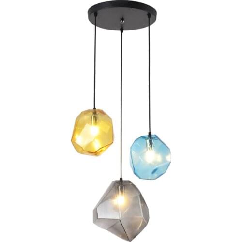 Nordic Modern hanging 6 Color Glass lustre Pendant Lamp industrial decor Lights Fixtures for Kitchen Restaurant