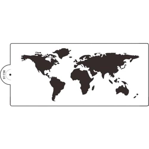Cake Stencil World Map Pattern Bakeware PET Cookies Fondant Cutting Die for Bakery