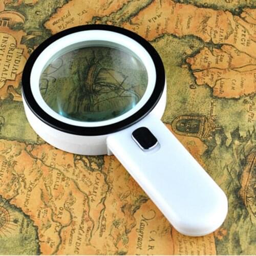 10X LED Light Illuminated Big Lens Office Reading Magnifier Dedicated Handheld Magnifying Glass Loupe with 12pcs Lights