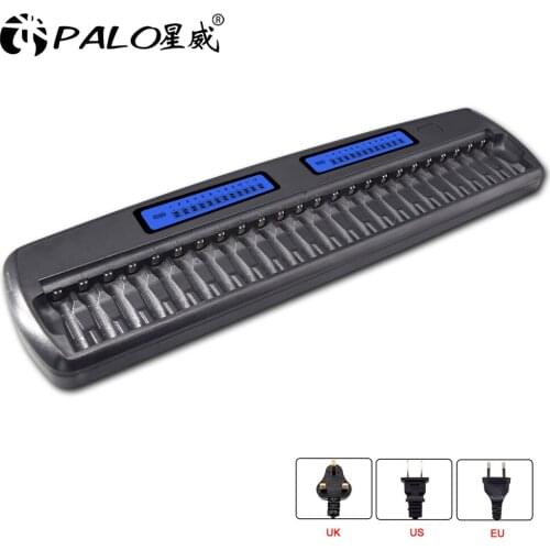 24 Slots LCD Display Smart Battery Charger for 1.2V AA / AAA NiCd NiMh battery intelligent aa aaa batteries Multi-slot charger