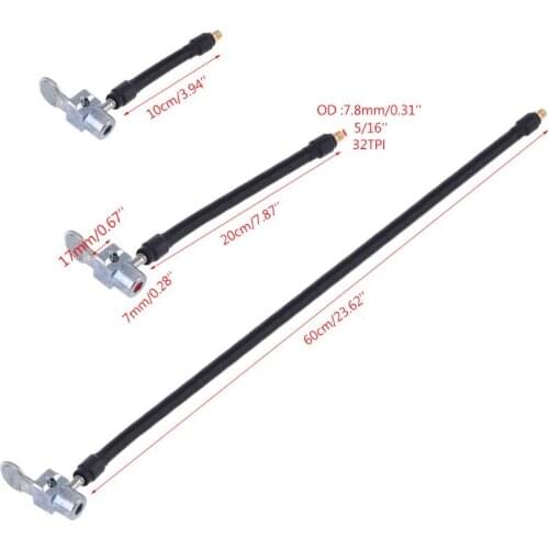 Locking Air Chuck with Air Hose and Standard Tire Valve Fine Thread Air Inflator Hose Adapter Twist Lock Connection