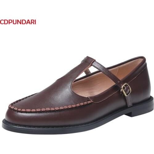 2021 Genuine Leather T-tied Flat Shoes For Women Spring Summer Casual Loafers Flats Zapatos Casuales De Mujer Zapatos Planos