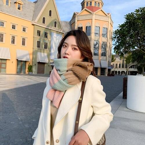 Scarf female winter Korean version versatile student soft girl tassel knitting long style thickened Japanese wool Bib