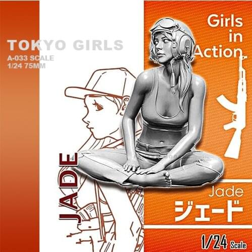 1/24 Resin Model Kits beautiful girl soldier colorless and self-assembled (75mm) A-033