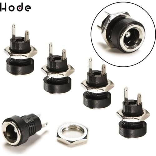 10Pcs 3A 12v For DC Power Supply Jack Socket Female Panel Mount Connector 5.5 X 2.1mm Plug Adapter 2 Terminal Types 5.5*2.1
