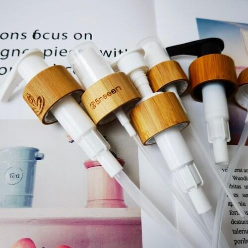 Engraving logo custom 10pcs Cosmetic Packaging Bottle Pump Lids Eco Friendly Bamboo Cover Lotion Caps Spray Perfume Bottles Top