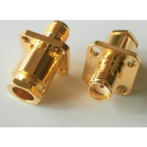 1X Pcs RF Connector SMA Female plug 4 Hole Flange Chassis Panel Mount Clamp Solder for LMR195 RG58 RG142 RG223 RG400 Cable Brass