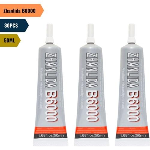 30PCS Zhanlida B6000 50ML Clear Contact Phone Repair Adhesive Multipurpose DIY Glue With Precision Applicator Tip