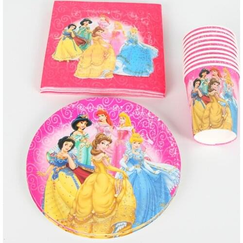 40pcs/set Princess 10 Kids Girls Birthday Party Supplies Decoration Paper Cup Plate Napkin set Baby Shower Party set