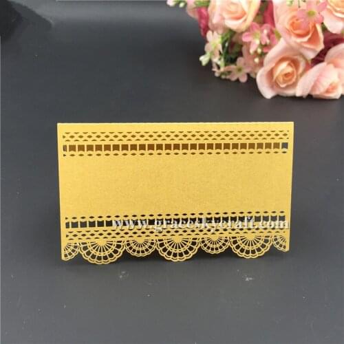50Pcs free shipping hollow laser cut lace design Paper Wedding Seat Name table holder Invitation Cards for party supplies