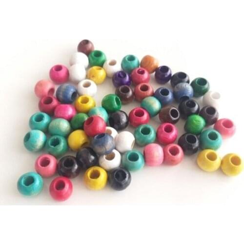 10 PCs wooden round colorful beads