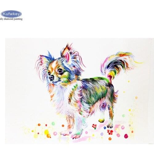 Diy diamond embroidery watercolor chihuahua dog 5d diamond painting full square cross stitch mosaic picture of rhinestones B714