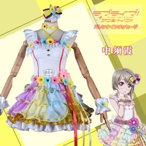 Anime LoveLive! Love U My Friends Nakasu Kasumi Cosplay Costume Sexy Beautiful Rainbow Skirt Role Play Clothing Custom-Make
