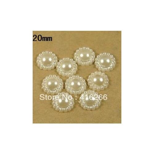 Free shipping 200pcs/bag Flatback 20mm cream whtie color imitation flower pearls,sunflower shape