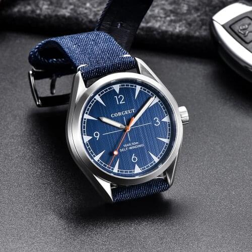 New arrival Fashion 41mm Corgeut Japan MIYOTA Sapphire Glass top brand luxury clock male leather Automatic Movement mens Watch