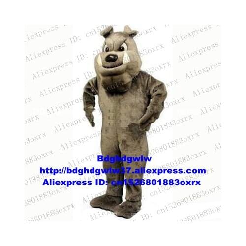 Long Fur Brown Bulldog Dog Pitbull Bull Dog Bala Dog Mascot Costume Cartoon Character American Jubilee Carnival Fiesta zx1288