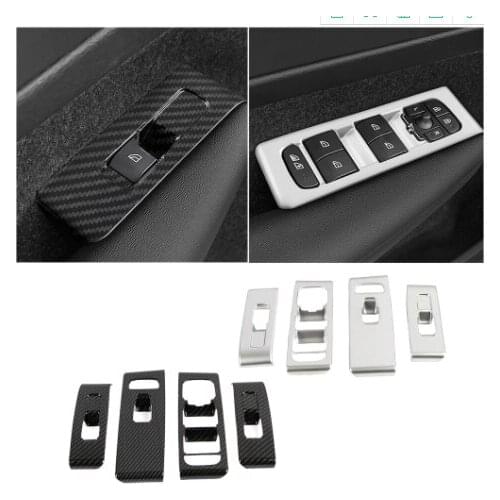 For Volvo XC40 2019 2020 2021 Inner Door Armrest Window Lift Switch Button Panel Frame Cover Trim Silver Carbon Fiber Color