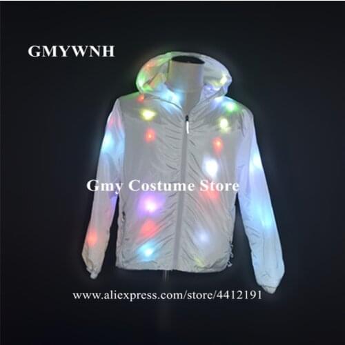 EC91 Ballroom dance led costumes party wears jacket luminous glowing outfits dresses dj models performance club clothe coat ds