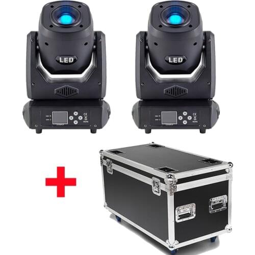 Flightcase Packing 2pcs 120W LED Spot Moving Head Light DMX512 Sound Christmas Party 5 Face Roto Prism Gobo Lights for DJ Disco