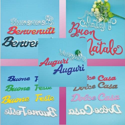 Italian: Merry Christmas, welcome to, best wishes, happy holidays, sweet home metal cutting mold photo album gift card embossing