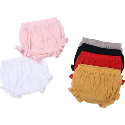 2020 Summer Newborn Solid Color Cotton Linen Lace Triangle Casual Shorts Baby Shorts Baby Romper Solid Color Boys Girls Bottoms
