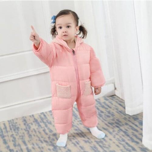 2019 Winter Warm Clothing 3 9 6 12 24 Month Kids Boys Girls Hooded Jumpsuit Thick Toddler Infant Wear New Born Baby Rompers
